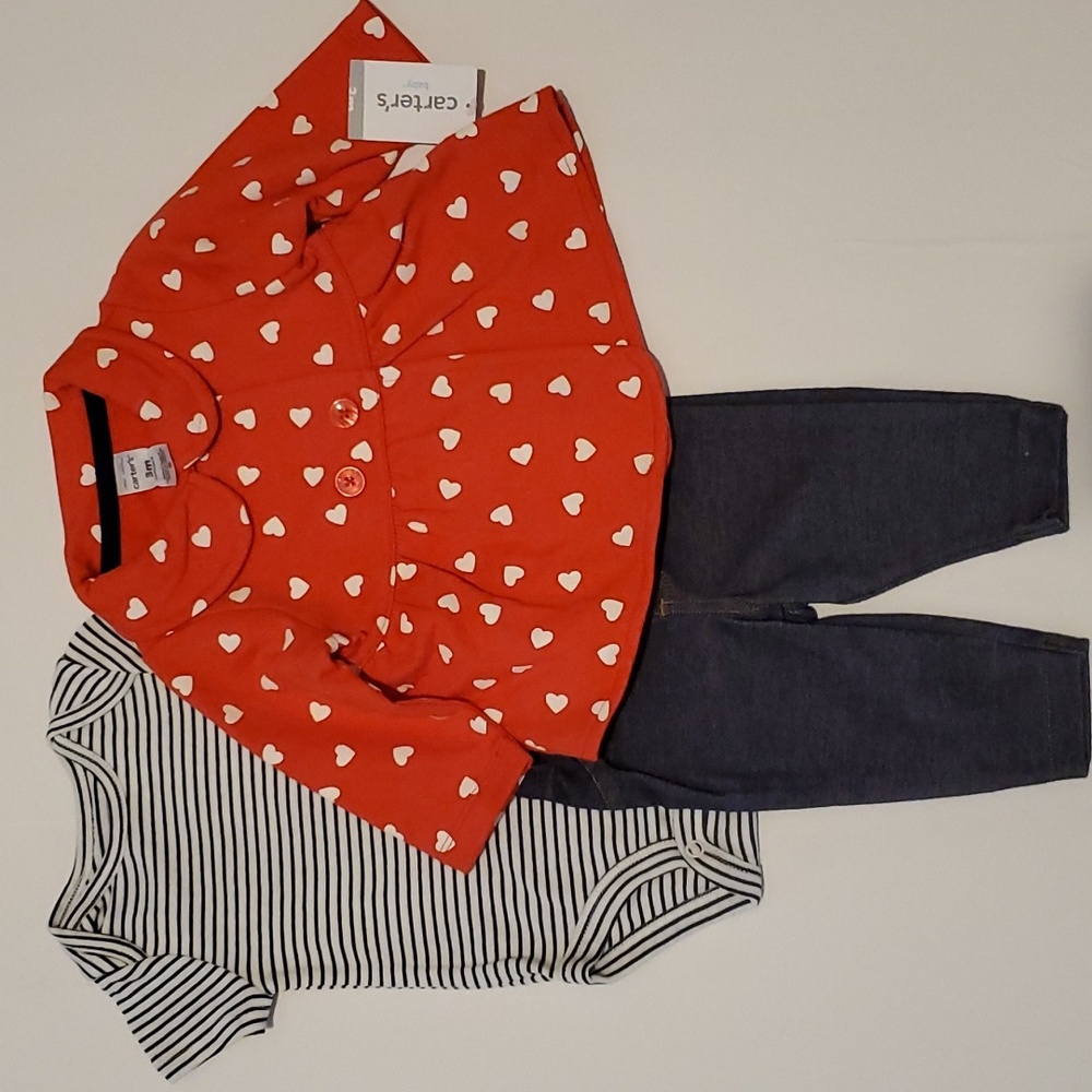 NWT Carter's Red Three Piece Girl's Set Size 0-3 Months